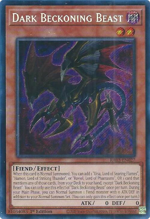 Dark Beckoning Beast (Secret Rare) [RA03-EN027] Secret Rare