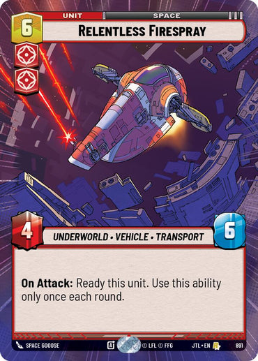 Relentless Firespray (891) (Hyperspace Foil) (891) [Jump to Lightspeed]